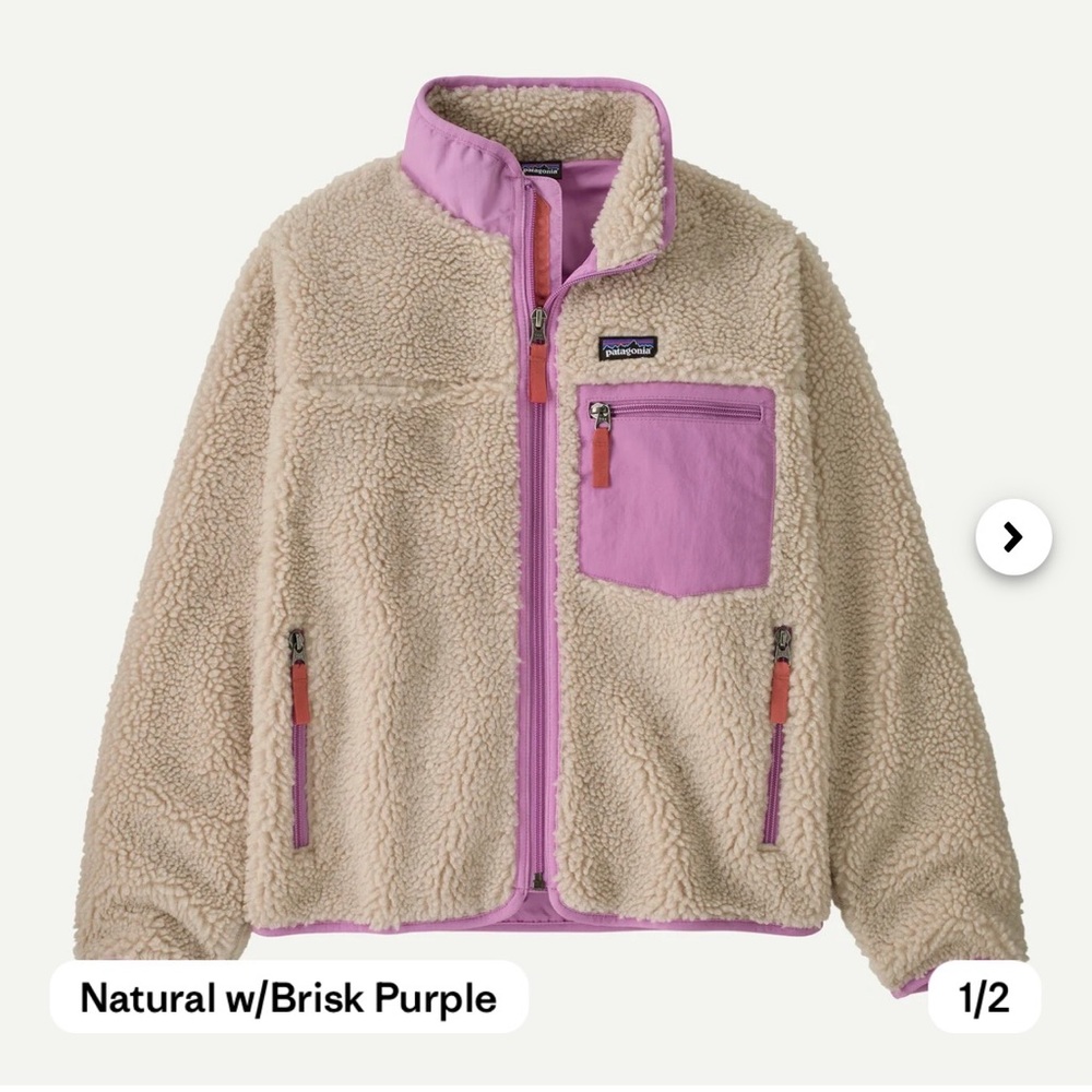 Kids retro-x fleece Patagonia Jacket natural with brisk purple XXL
